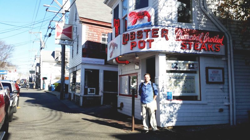 The author, Alexander A. Pogrebinsky, standing outside the Lobster Pot in Provincetown, MA. November 2016.